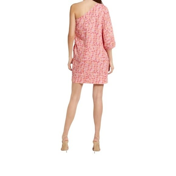 Something Navy Mini Floral One-Shoulder Linen & Cotton Dress Size M - Picture 2 of 11